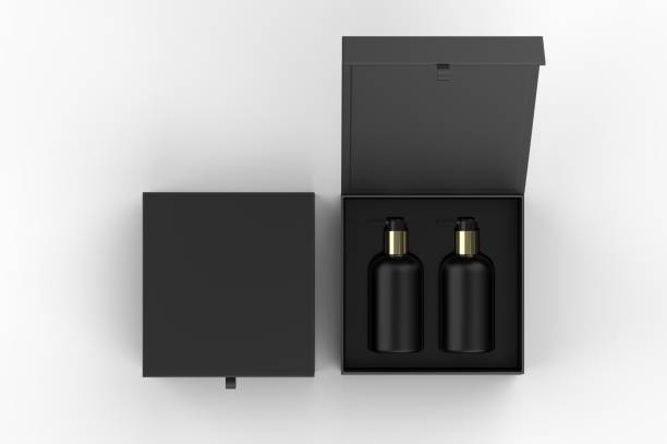 istock Blank body and hand wash dispatcher gift box for branding, 3d render illustration. 1200529464