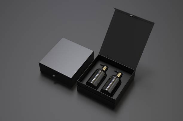 istock Blank body and hand wash dispatcher gift box for branding, 3d render illustration. 1200529516