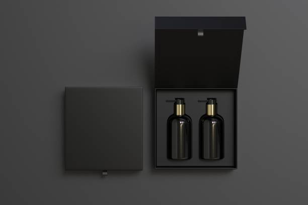 istock Blank body and hand wash dispatcher gift box for branding, 3d render illustration. 1200529543