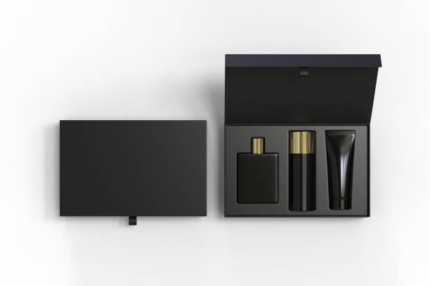 istock Blank cosmetic gift set box for branding, 3d render illustration. 1200530103