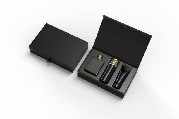istock Blank cosmetic gift set box for branding, 3d render illustration. 1200530656
