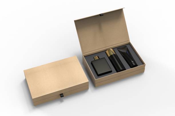 istock Blank cosmetic gift set box for branding, 3d render illustration. 1200530698