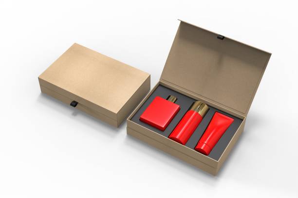 istock Blank cosmetic gift set box for branding, 3d render illustration. 1200530702