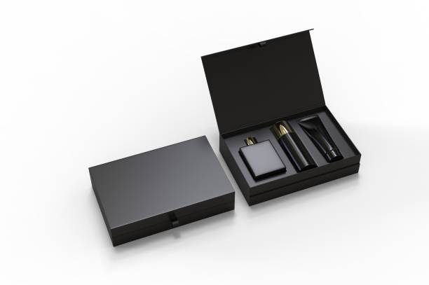 istock Blank cosmetic gift set box for branding, 3d render illustration. 1200530713