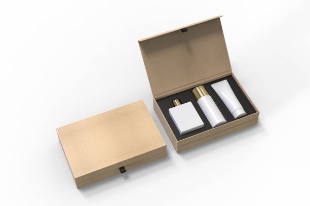 istock Blank cosmetic gift set box for branding, 3d render illustration. 1200530715