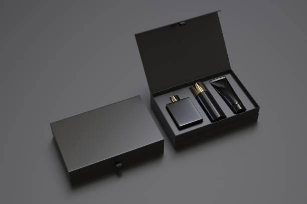 istock Blank cosmetic gift set box for branding, 3d render illustration. 1200530719