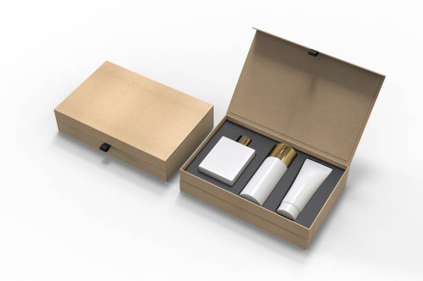 istock Blank cosmetic gift set box for branding, 3d render illustration. 1200530725
