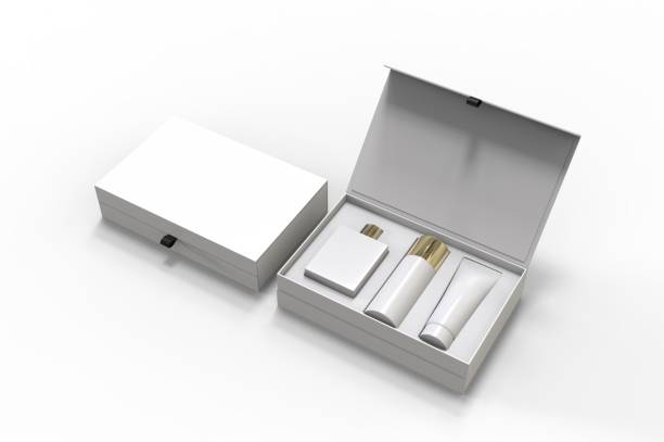 istock Blank cosmetic gift set box for branding, 3d render illustration. 1200530729