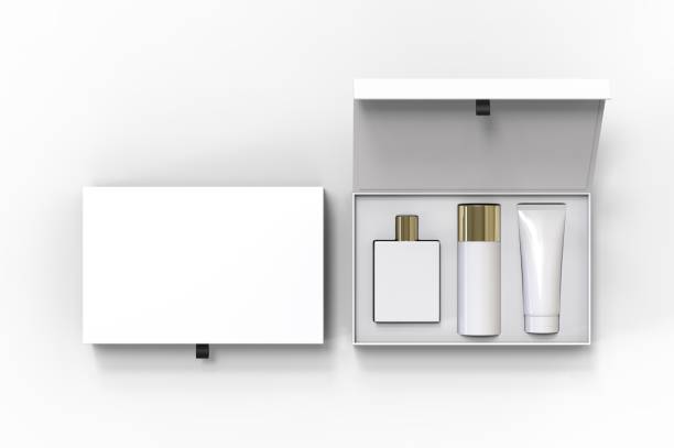 istock Blank cosmetic gift set box for branding, 3d render illustration. 1200530753