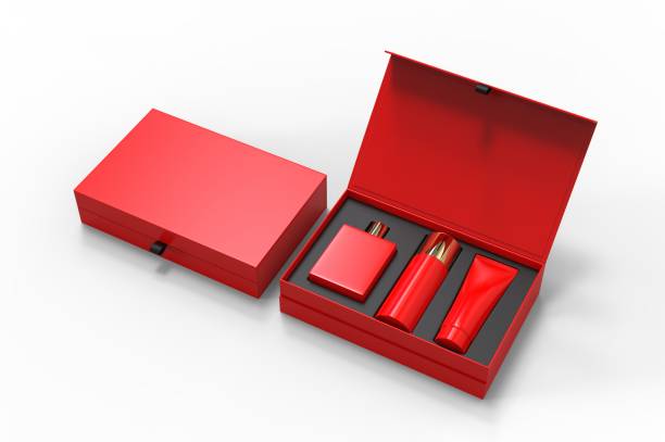 istock Blank cosmetic gift set box for branding, 3d render illustration. 1200530826