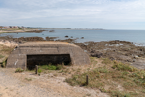 blockhouse german blockhaus deutch in sea beach atlantic coast in Vendée Island noirmoutier in France