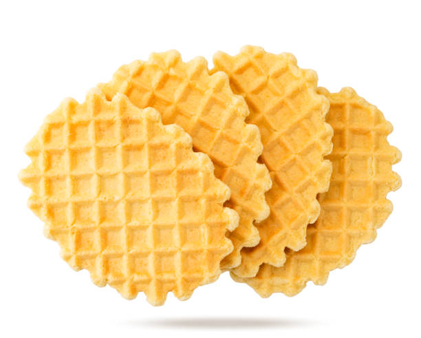 istock Waffle cookies flying on a white background 1200531215