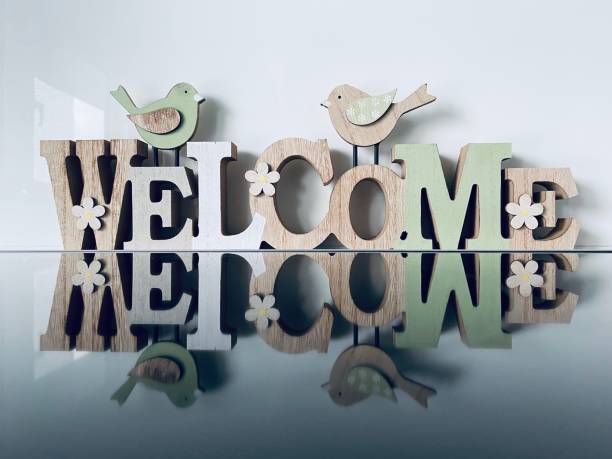 istock Welcome sign with birds and flowers 1200534348