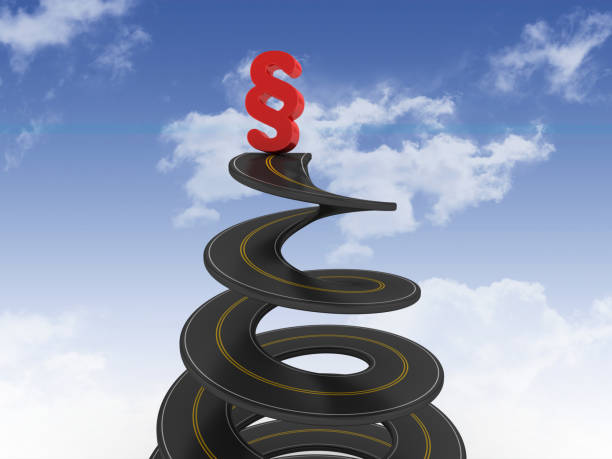 istock Spiral Road with Paragraph Symbol on Sky - 3D Rendering 1200535734
