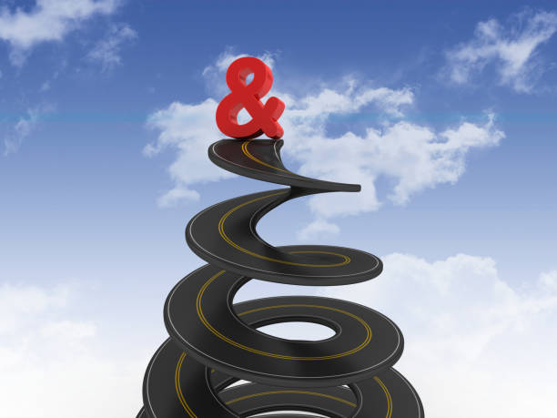 istock Spiral Road with Ampersand Symbol on Sky - 3D Rendering 1200535757