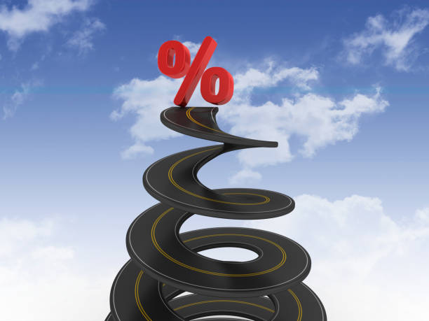 Spiral Road with Percentage Symbol on Sky - 3D Rendering