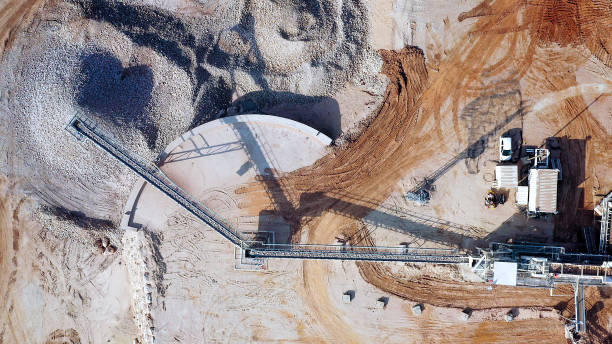 istock Aerial view of a large Quarry during work hours 1200536938