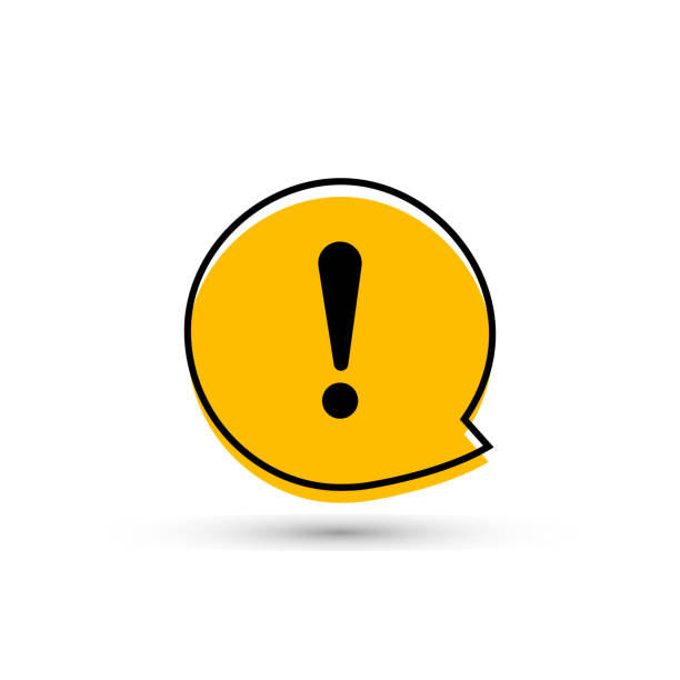 ilustrações de stock, clip art, desenhos animados e ícones de exclamation mark sign icon. attention speech bubble symbol. round colourful 11 buttons. vector icon - exclamation point