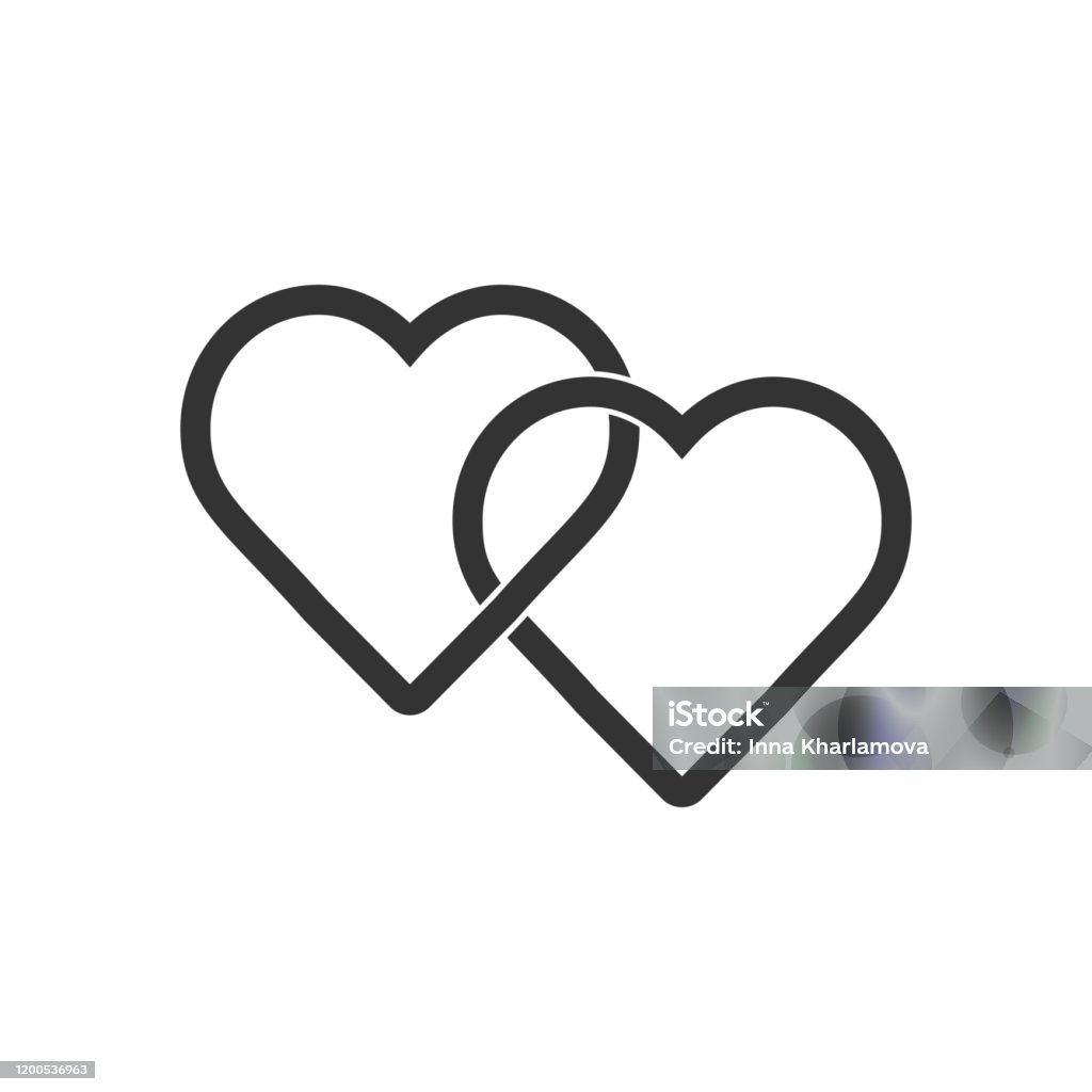 Two Hearts Line Icon Vector Simple Heart Symbol Or Love Sign ...