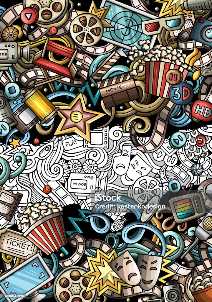 Cinema Hand Drawn Doodle Banner Cartoon Detailed Flyer Stock Illustration - Download Image Now - iStock Cinema Hand Drawn Doodle Banner Cartoon Detailed Flyer Stock Illustration - Download Image Now - iStock