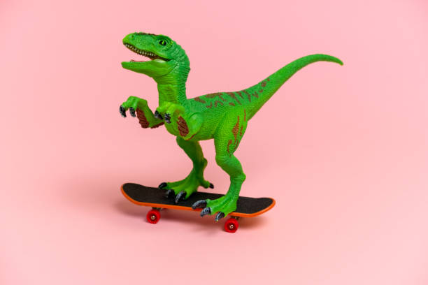 cute  green dinosaur toy  with skate