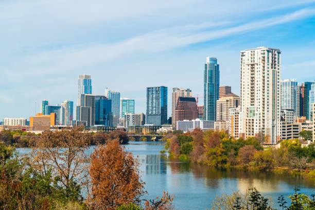 istock Austin Texas fall colors at Travis heights overlook 1200537267