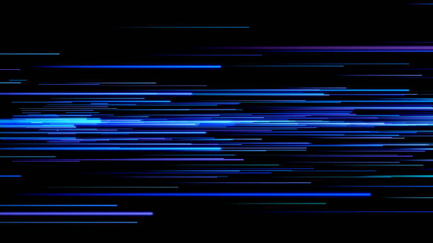 Beautiful Light Photons Running Fast Blue Color on Black. Beautiful Light Photons Running Fast Blue Color on Black. Digital Design Concept Glow Lines. electron photos stock pictures, royalty-free photos & images