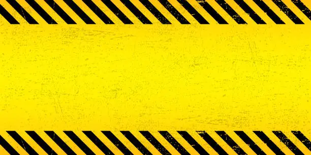 Vector illustration of Black Stripped Rectangle on yellow background. Blank Warning Sign. Warning Background. Template. Vector illustration EPS10.