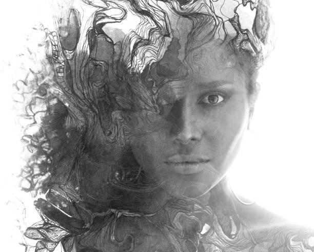 istock Paintography. A portrait combined with a hand drawn element 1200543967
