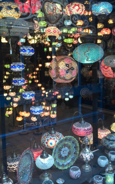A collection of colourful lantern lights in Brighton England.