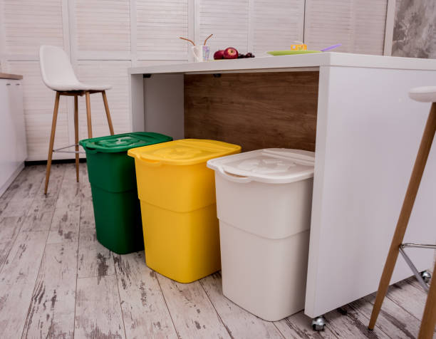 istock Recycle bins in the kitchen. Household waste sorting. 1200551404