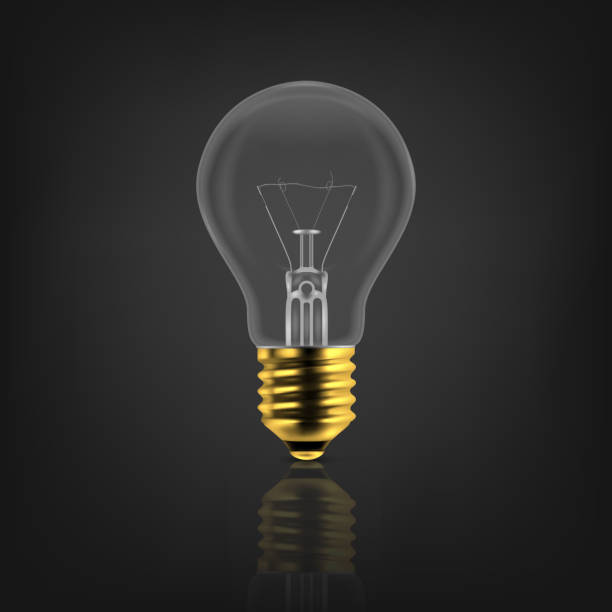 istock Vector 3d Realistic Golden Turning On Light Bulb Icon Closeup Isolated on White Background with Reflection. Glowing Incandescent Filament Lamps. Creativity Idea, Business Innovation Concept 1200552602