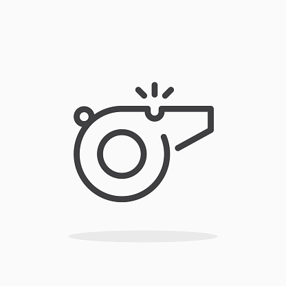 Whistle icon in line style. For your design, logo. Vector illustration. Editable Stroke.