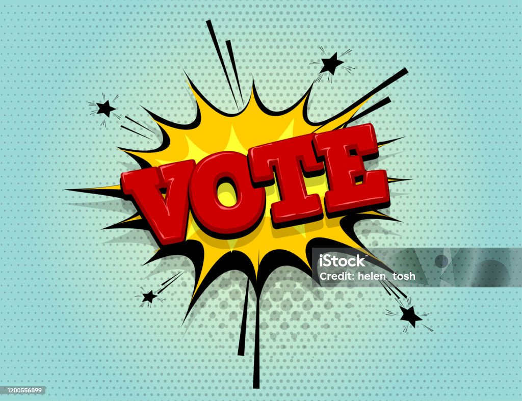 Butoon Vote Boom Vote Comic Text Speech Bubble Pop Art Stock Illustration ...