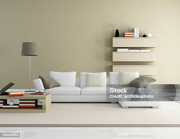 Modern Living Room Stock Photo - Download Image Now - Apartment, Beige, Book