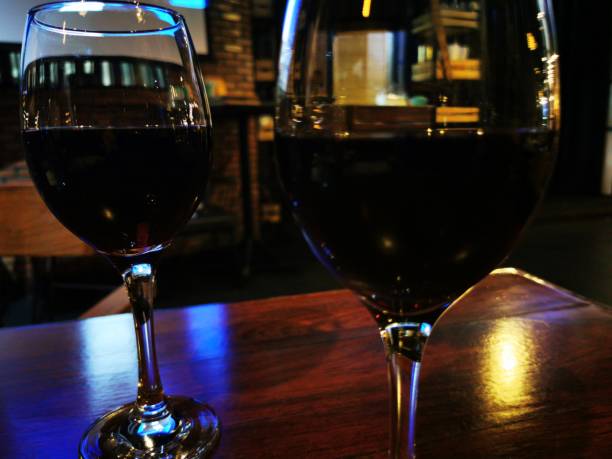Two glasses of red wine for romantic dinner
