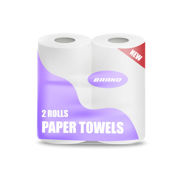 istock Toilet or kitchen paper towels rolls pack realistic vector mockup illustration isolated. 1200561840