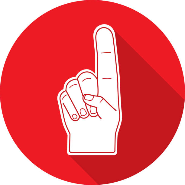 Foam Finger Icon Silhouette Vector illustration of a red foam finger icon in flat style. pep rally stock illustrations