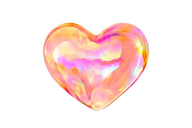 istock Colorful soap bubble in shape of heart on white background, isolated 1200568416