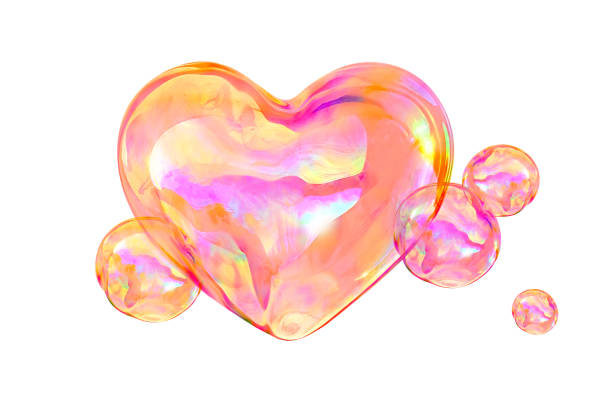istock Colorful soap bubble in shape of heart on white background, isolated 1200568424