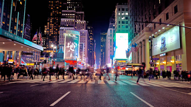 istock 7th avenue. Pedestrian. Crowd. Penn station 1200569291