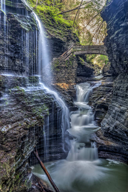 Watkins Glen State Park New York Rainbow Falls, Watkins Glen State Park, New York, USA watkins glen stock pictures, royalty-free photos & images
