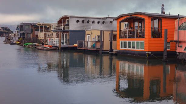 The beautiful town of Sausalito with its houseboats on the water, San Francisco, California The beautiful town of Sausalito with its houseboats on the water, San Francisco, California, USA sausalito stock pictures, royalty-free photos & images
