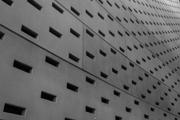 istock Architecture details of metal wall in a modern  building 1200570707