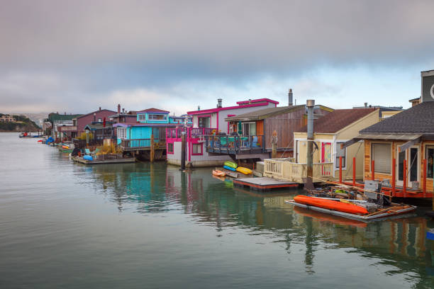 The beautiful town of Sausalito with its houseboats on the water, San Francisco, California The beautiful town of Sausalito with its houseboats on the water, San Francisco, California, USA sausalito stock pictures, royalty-free photos & images