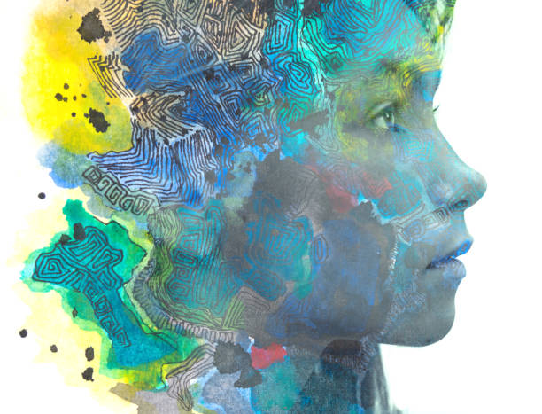 istock Paintography. A portrait combined with a hand drawn element 1200571711