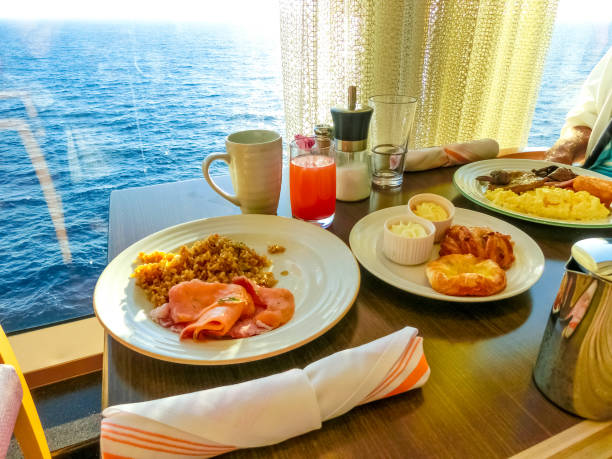 istock Dining Room Buffet aboard the luxury abstract cruise ship 1200573093