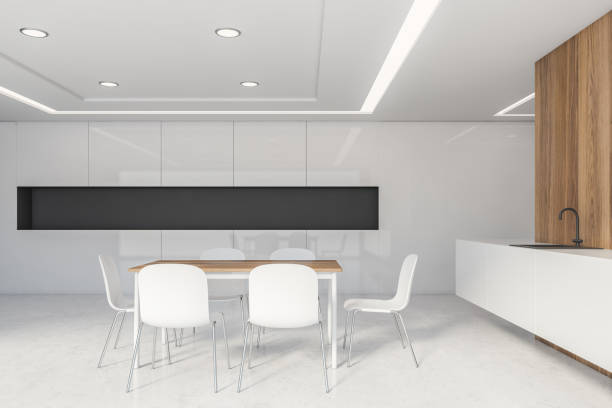 istock White and wooden kitchen and dining room 1200573696