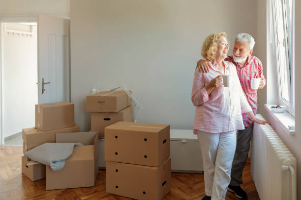 istock Senior couple in new home 1200575595