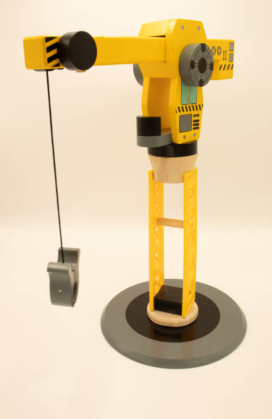 A child's wooden toy crane